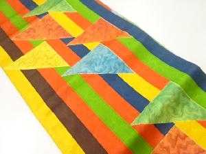 縞に三角模様織出し名古屋帯